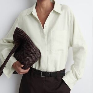 Cos Pistachio Button-Front Linen Shirt